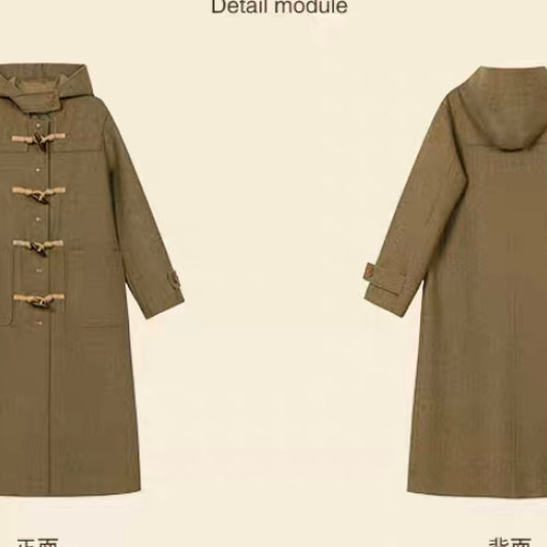 再販 ウール混フード付きダッフルコート ポケット付き【冬春秋