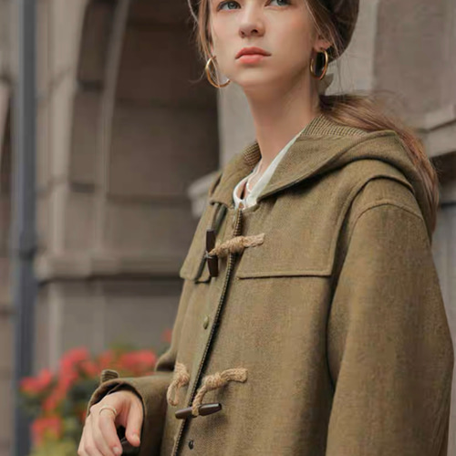 Bark 黄色 フード付きダッフルコート　美品 フード付きミドル丈ダッフルコート : TEANY - 通販 - Yahoo