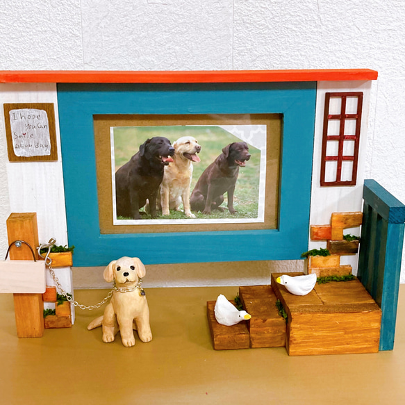 犬　選べます　ミニチュア　フォトフレーム　フォトスタンド　写真立て　ミニチュアインテリア　木製　置物 2枚目の画像