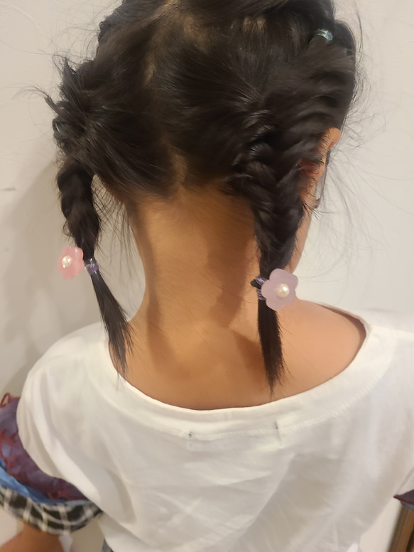 【2つで1セット】くすみカラーのOHANAヘアゴム 6枚目の画像