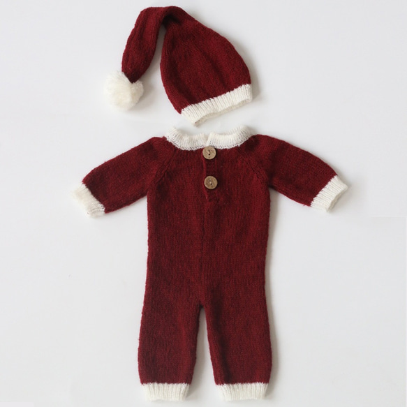 ニューボーンフォト クリスマス サンタ衣装　ベビー　赤ちゃん 5枚目の画像