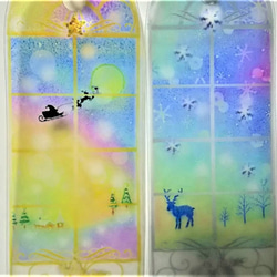 窓から臨む冬景色の栞(しおり)　2枚セット　透明なパステルアートのブックマーク 3枚目の画像