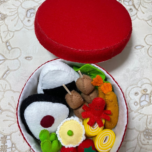 フェルトおままごと/お弁当セット-赤- おもちゃ・人形 フェルト