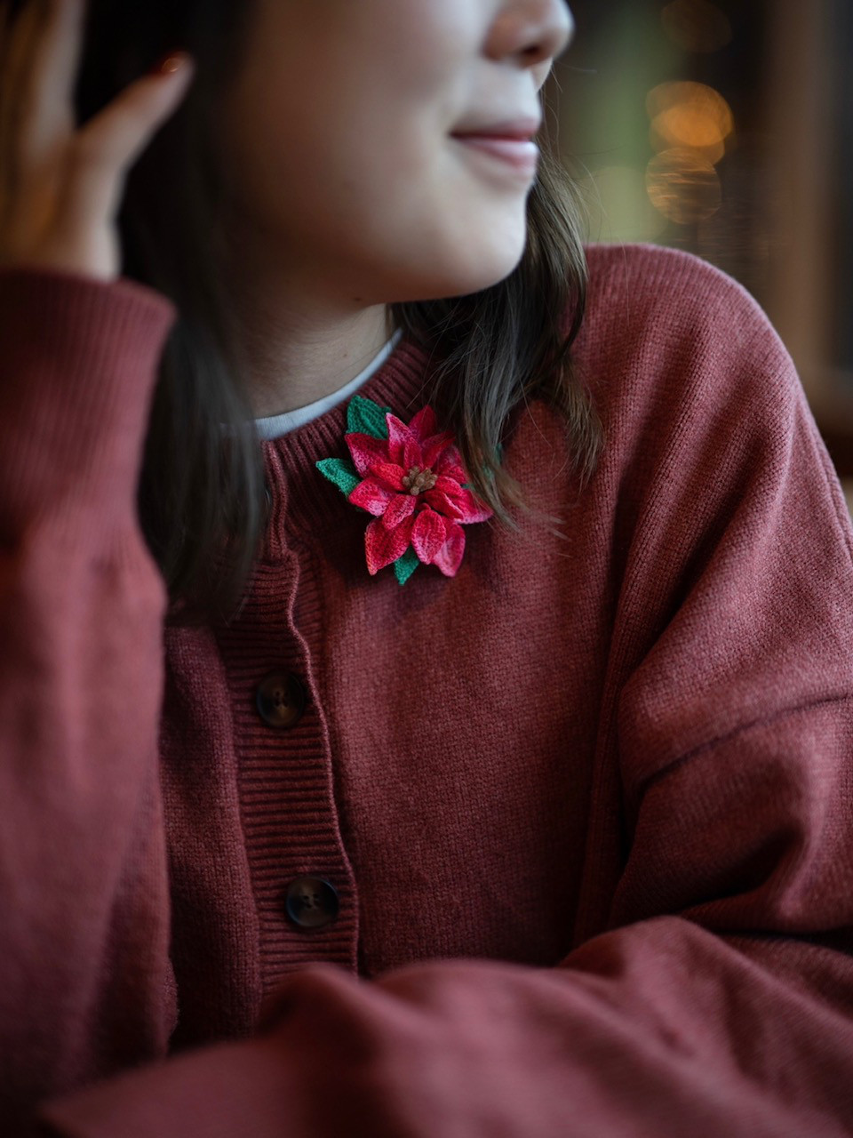 編み にこる様■オーダー＊ポインセチア＊レース モチーフ■