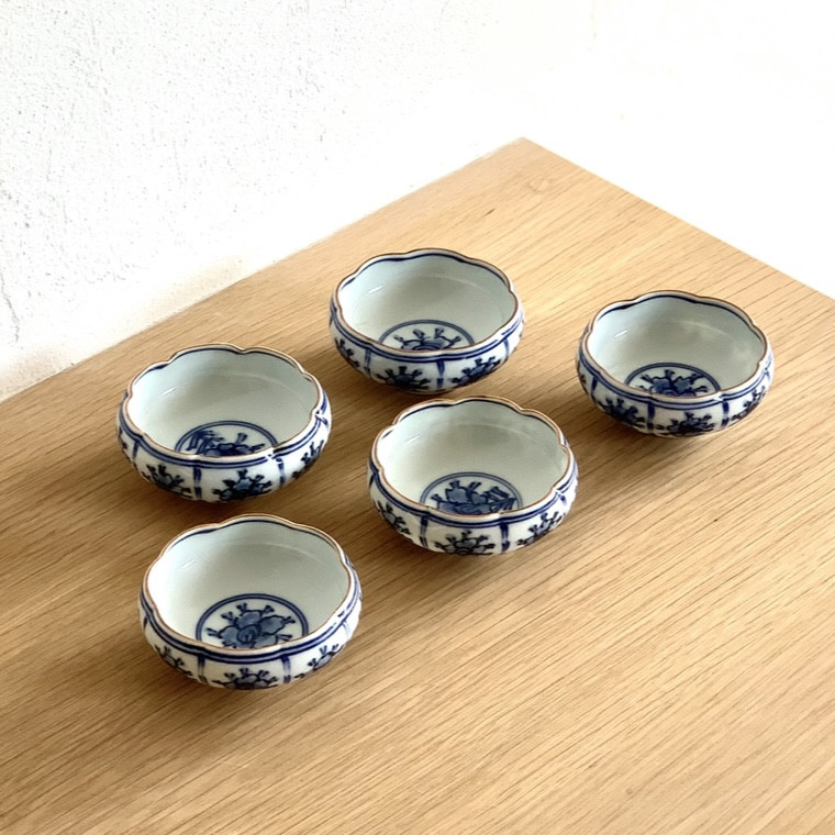 京焼・清水焼】京都 水野春陽窯 染付 花 豆皿 珍味入れ 醤油入れ