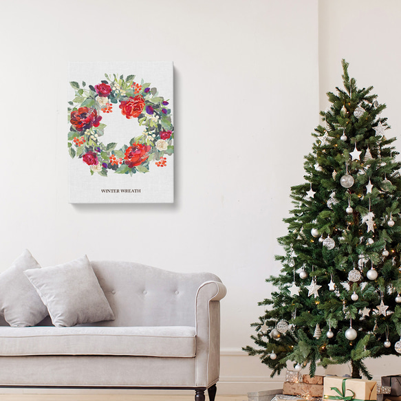 クリスマスツリーのキャンバス　/ i1060 / 冬景色　オーナメント　人気のクリスマスツリー 1枚目の画像