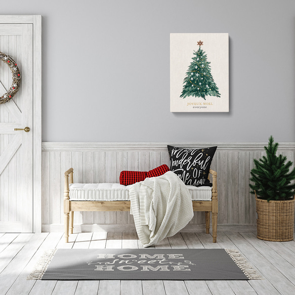 クリスマスツリーのキャンバス　/ i1058 / 冬景色　オーナメント　人気のクリスマスツリー 2枚目の画像