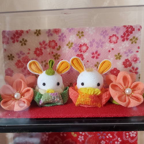 ひな祭り、桃の節句、雛飾りケース売り、ハンドメイド、つまみ