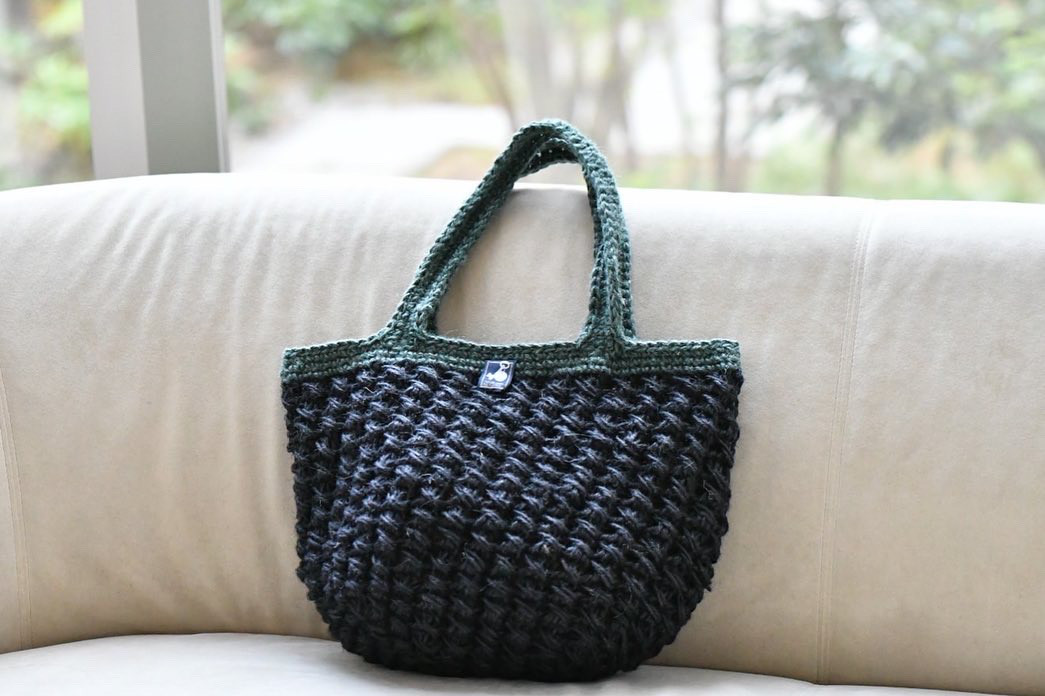 模様編みトートバッグ（ブラック）受注製作