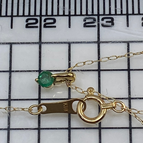 k18YG AU750 18金 天然エメラルド 0.07ct ネックレス ネックレス