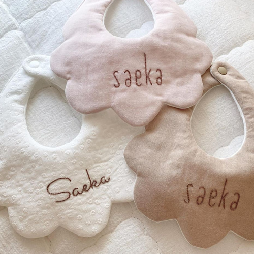 114. ハンドメイド刺繍もくもくスタイ もくもく・まんまる刺繍スタイ 〘 ハニーピンク 〙 | Pay ID