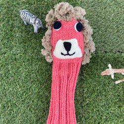 毛糸で編んだゴルフヘッドカバー（ほろ酔いライオン丸） 2枚目の画像