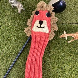 毛糸で編んだゴルフヘッドカバー（ほろ酔いライオン丸） 1枚目の画像