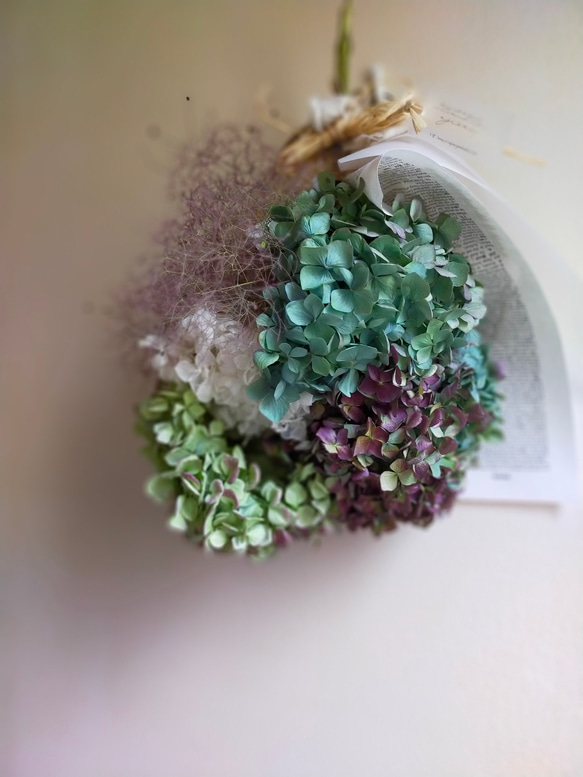 3.秋色紫陽花スワッグ