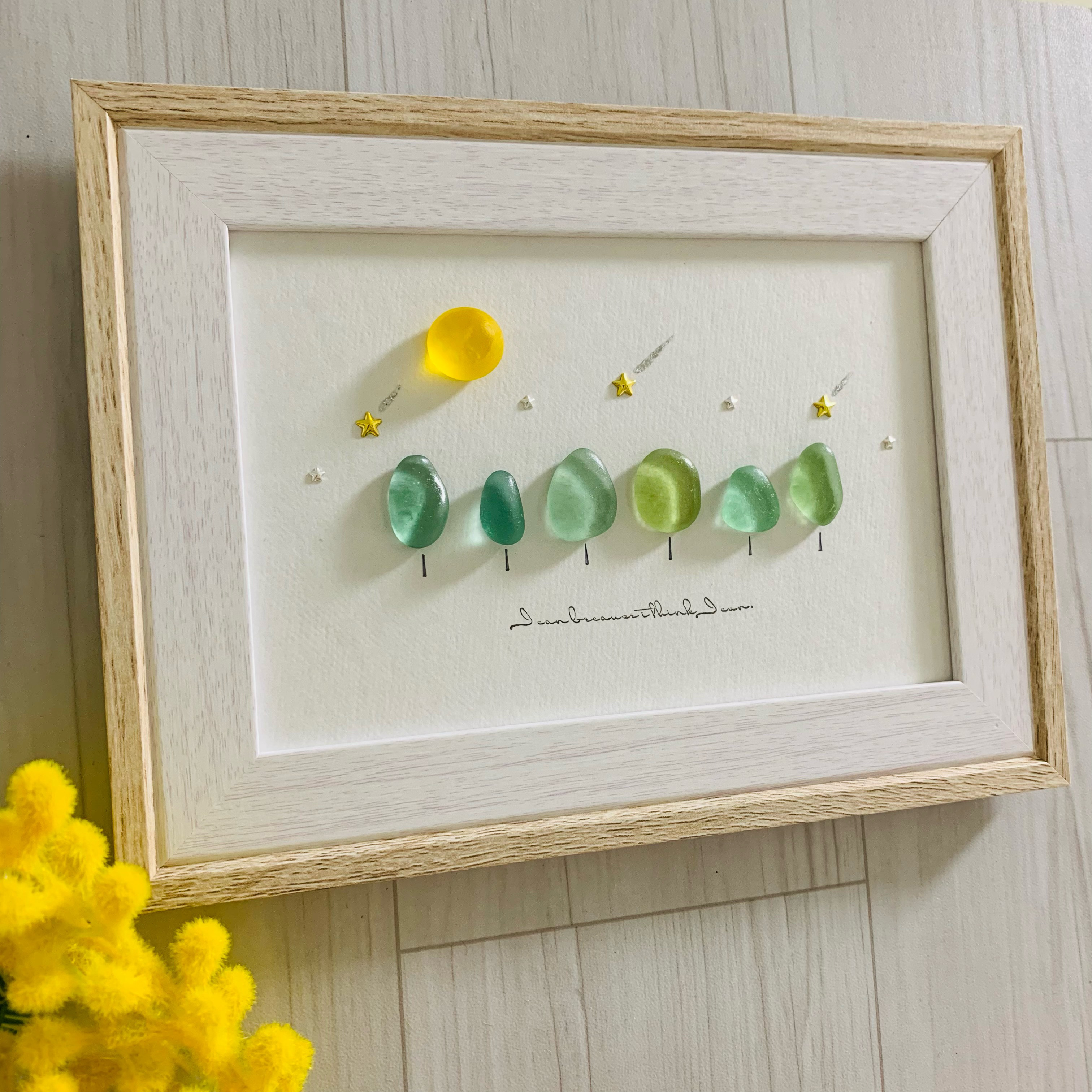 シーグラスアート 月 星 森 インテリア雑貨 壁掛け 置物 北欧 観葉植物 観葉植物 北欧 置物 星 シーグラスアート 月 森 壁掛け インテリア雑貨