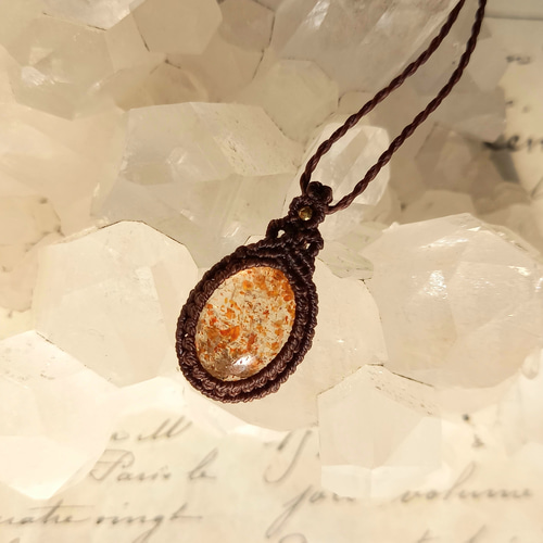 天然石マクラメペンダント サンストーン PN238 ネックレス・ペンダント