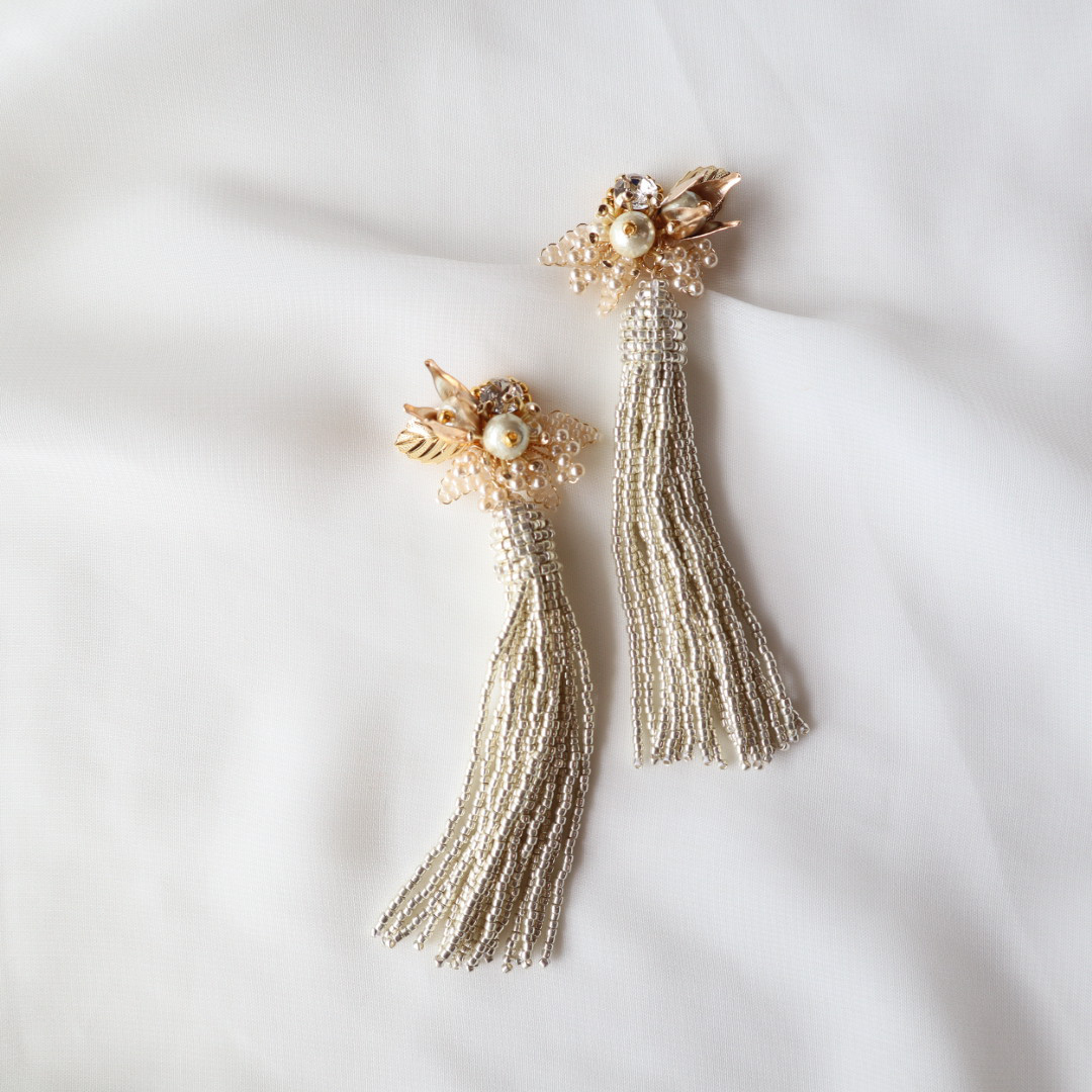 ［雑誌掲載］タッセルピアス ビーズタッセルピアス 結婚式アクセサリ-/Lilyピアス