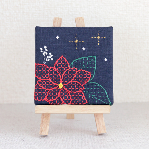 ☆SALE☆刺し子アートパネル＊ポインセチア＊ その他インテリア雑貨