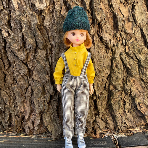 081 リカちゃん ブライス ハンドメイド 服 ツィードオレンジジャケット