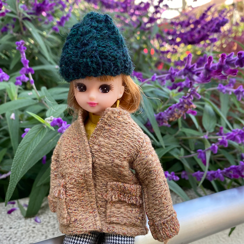 081 リカちゃん ブライス ハンドメイド 服 ツィードオレンジジャケット