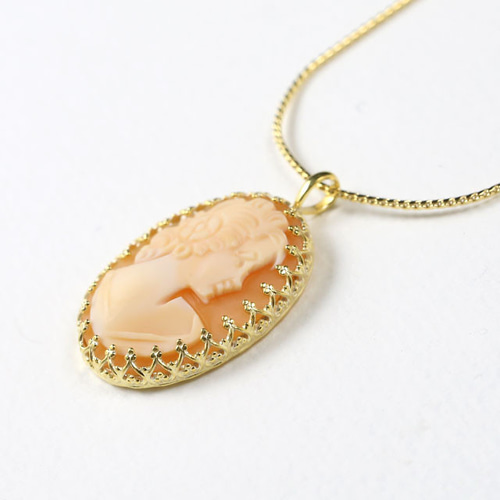 カメオ ネックレス イタリアン シェル ペンダント シルバー925 wlt29