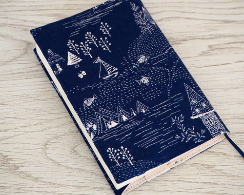 文庫本】ゴムバンド栞付ブックカバー 手帳カバー☆北欧調 シンプル
