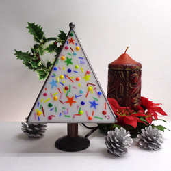 クリスマスツリーのステンドグラスランプ 3枚目の画像