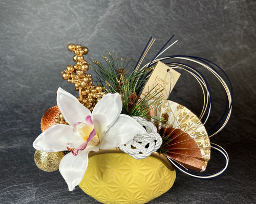 陶器のがま口器 縁起のいい黄色 お正月飾り セール開始！ しめ縄