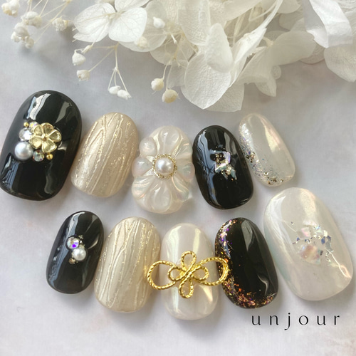 No67 成人式 前撮り 振袖 髪飾り 卒業式 袴 和装 ネイルチップ 着物 黒  