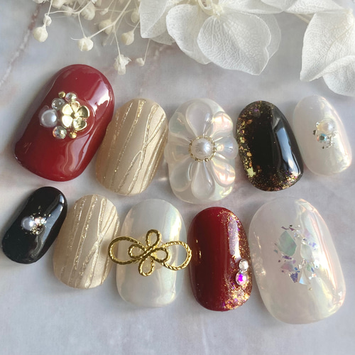 No68 卒業式 袴 成人式 前撮り 振袖 髪飾り ネイル 和装 ネイルチップ  