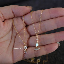 【★SALE】【14kgf・天然石】スライスダイヤモンドとパールのネックレス 8枚目の画像