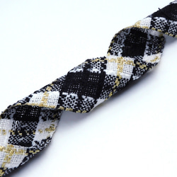 cotton & linen チェック柄リボン（Black x White x Gold）40mm ×50cm 3枚目の画像