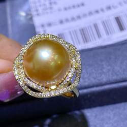 【高級】天然南洋真珠　一粒リング12-13mm　k18
