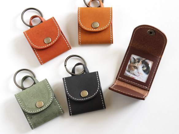 イタリアンレザーのバッグ型フォトキーホルダー｜写真プリント｜名入れ