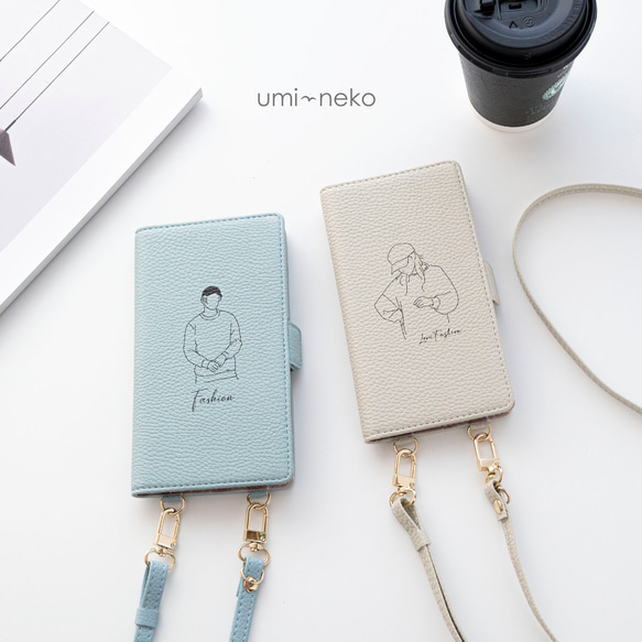 全機種対応 縦向き 手帳型 【 Simple デザイン - fashion ‐ 】 スマホ