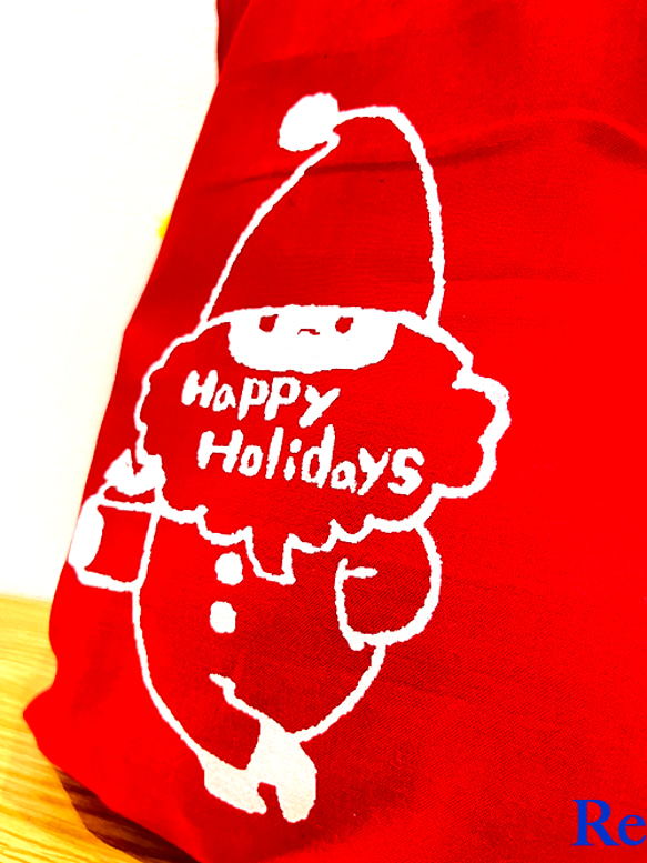 【クリスマスセール　3割引き】サンタの巾着袋　クリスマスプレゼント　ラッピングなどに 4枚目の画像