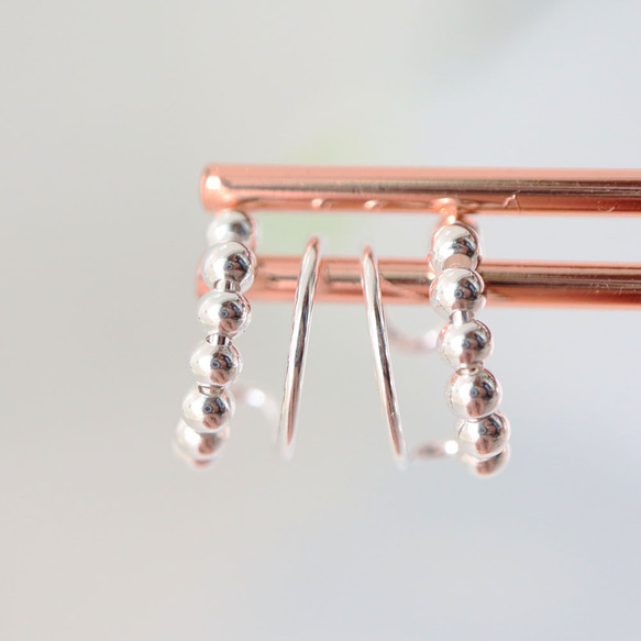 SV925 スターリングシルバー 丸玉 2連風 イヤーカフ 1個 3枚目の画像