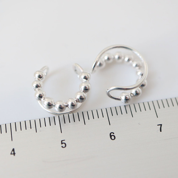 SV925 スターリングシルバー 丸玉 2連風 イヤーカフ 1個 4枚目の画像