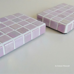 【R様オーダー品】光沢パールMix ピンク モザイクタイルのディスプレイトレイ Sサイズ(小物置き・什器) 8枚目の画像