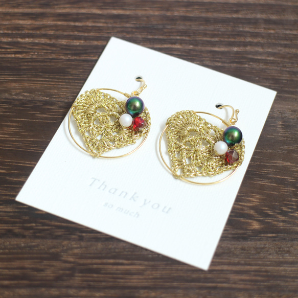 Christmas Heart (Gold) ピアス/イヤリング 1枚目の画像