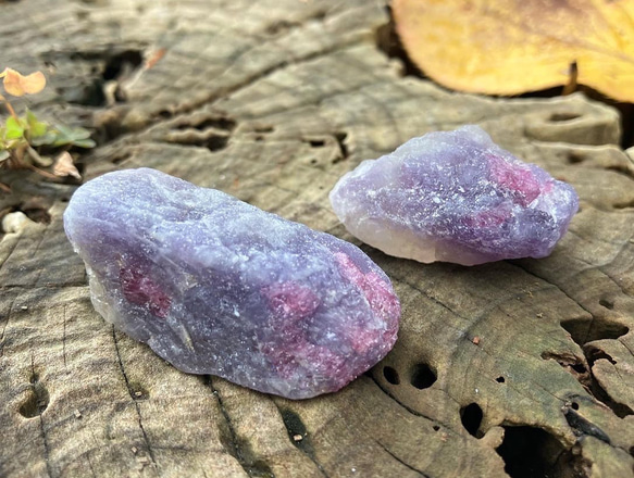 レピドライトピンクトルマリンつき原石 ペアツイン 2個セット 天然石