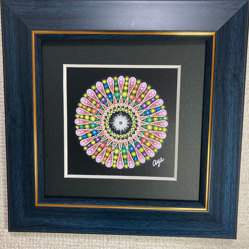 5500円 タイトル「祝福」曼荼羅、マンダラ、原画、点描曼荼羅、手描き 