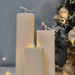 【セットでお得】Ribbed  Pillar Candle(3size Set)~リブ　ストライプ　ピラーキャンドル~ 3枚目の画像