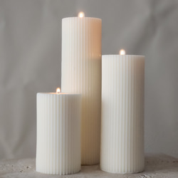 【セットでお得】Ribbed  Pillar Candle(3size Set)~リブ　ストライプ　ピラーキャンドル~ 2枚目の画像