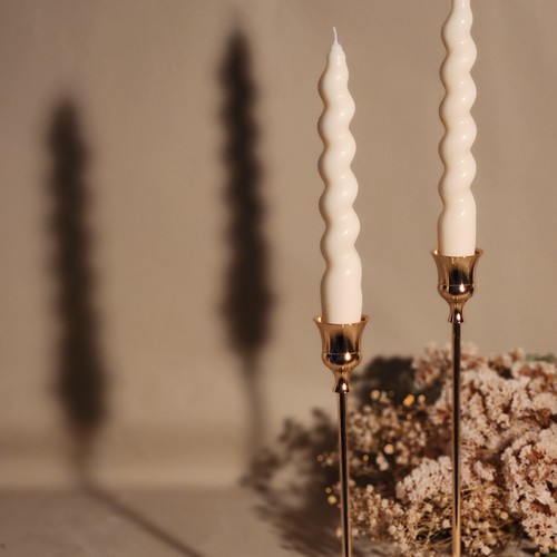 ハンドメイド スパイラル テーパーキャンドル 無香 ロングキャンドル