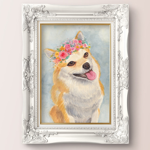 油絵　花冠の犬 楽天市場】【ふるさと納税】愛犬アート F15号 EIJI TAMURA DOG