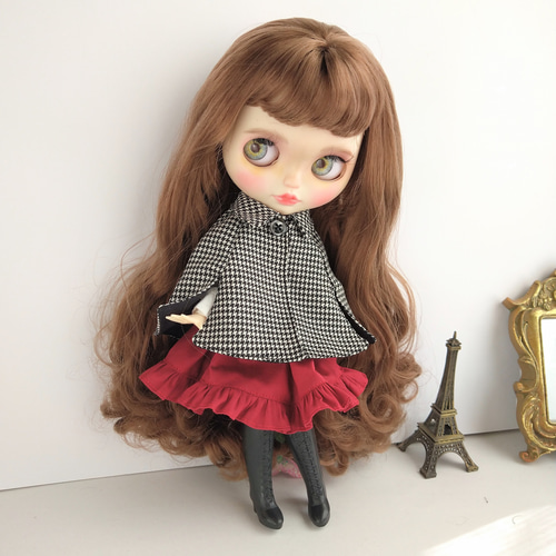 106※ブライスアウトフィット※1/6ドール※冬服※青のあったかポンチョ