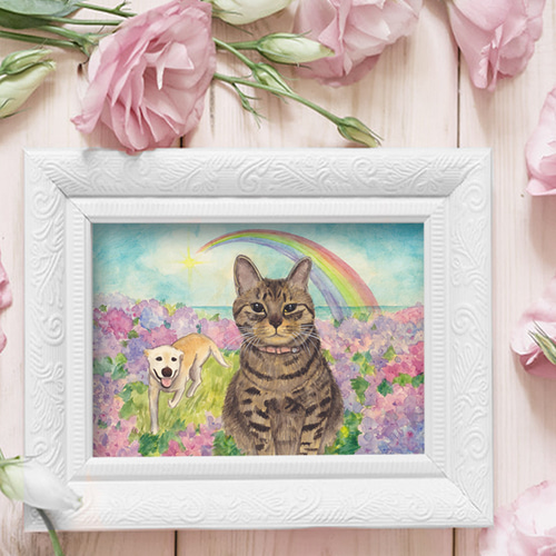 虹の橋＊うちの子のメモリアルイラスト＊ペット似顔絵＊犬＊猫