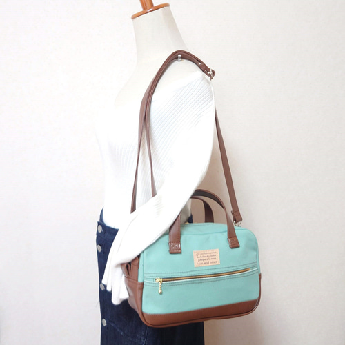 色の変更可能 チョコミントカラーの四角いショルダーバッグ ショルダー