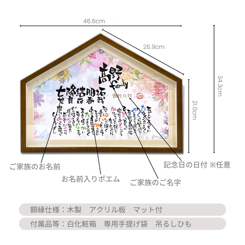 額付き♥家族の絆♥幸せポエム♥誕生日に両親へ、新築祝いや結婚式に(^-^)♪ ♥世界一大切な家族の記念に♥誕生日に両親へ、新築